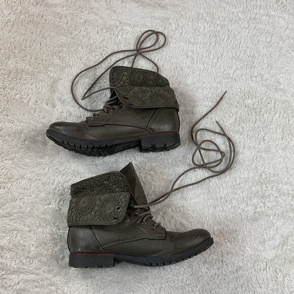 Rock and Candy Spray Paint lace accent combat Moto boots, size 8 - Picture 5 of 10